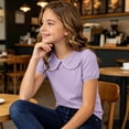 thumbnail image 6 of Fengactive Girls Casual Summer Short Sleeve Top Solid Collared Cotton Comfortable Breathable Kids Tees for 0‑9T, 6 of 9