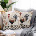 thumbnail image 3 of Outdoor Pillow Cover Abstract Rooster Floral Set of 2 Waterproof Throw Pillowcases Vintage Style Decorative Patio Furniture Pillows for Couch Garden Indoor & Outdoor Use, 3 of 9