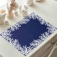 thumbnail image 3 of Placemats Set of 4, Navy Blue Coral Place Mats Coastal Marine Life Tablemats Washable Placemat Table Decoration for Kitchen Table Dinner Party Home Decor Indoor Outdoor 12x18 Inch, 3 of 5