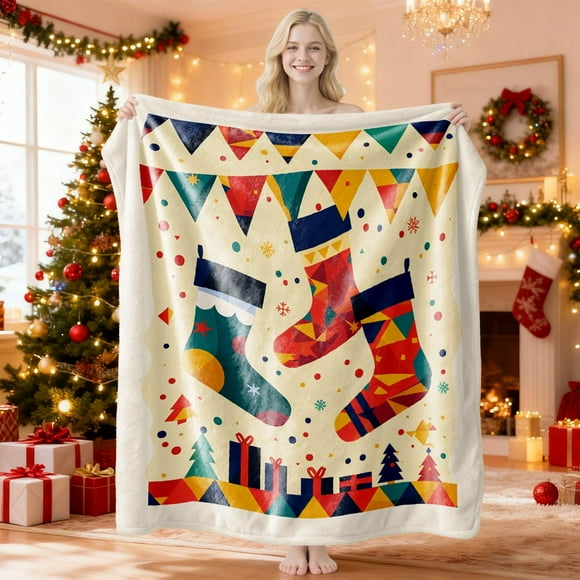 Uklsqma Christmas Flannel Blanket 75X100Cm | Soft Cozy Throw with Festive Print | Lightweight Warm Plush Bedding for Bedroom Sofa | Holiday Decor Gift for Winter Christmas Thanksgiving