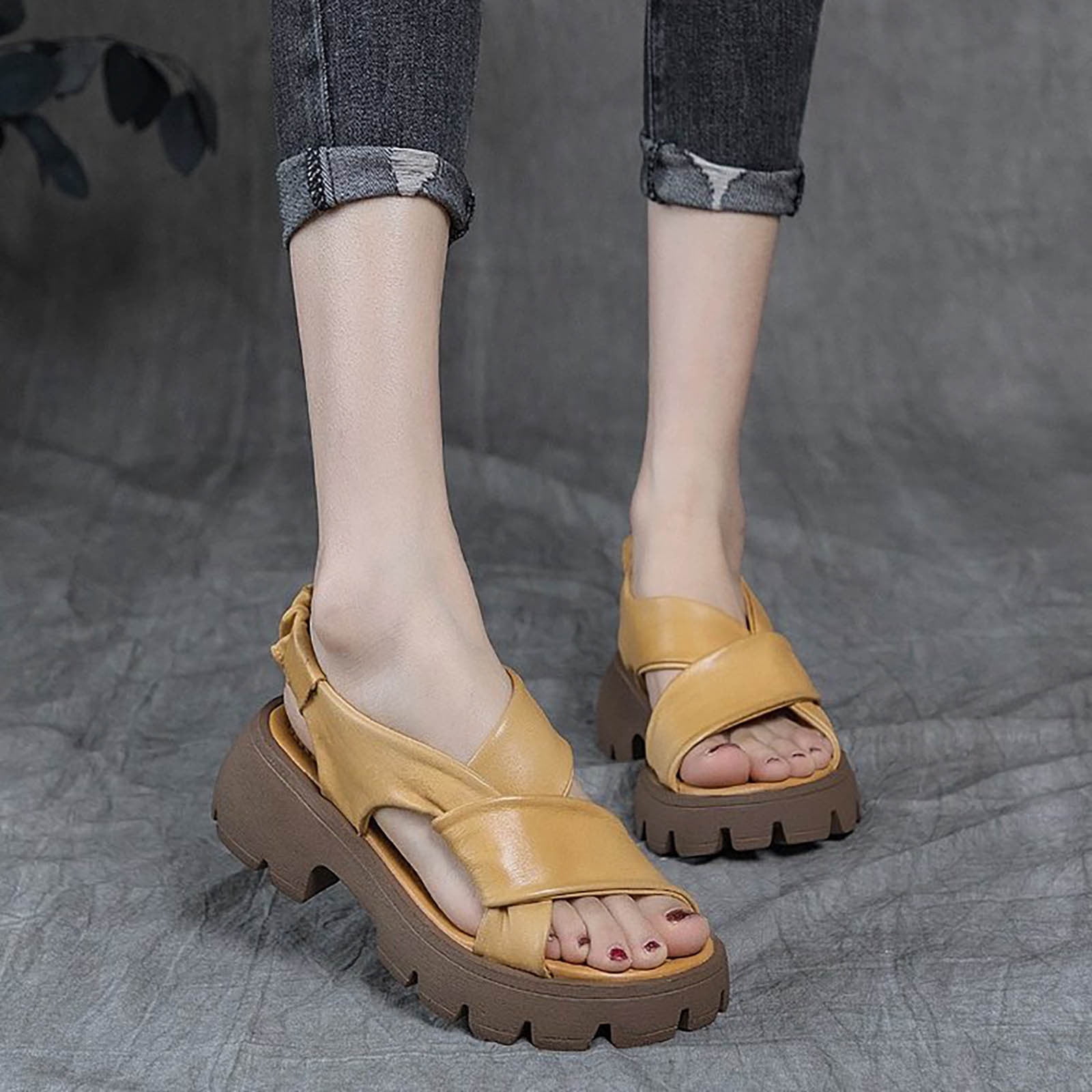 Vedolay Heeled Sandals Summer Wedge Sandals for Women Peep Toe Rubber Cushioned Comfortable Sandal,Black 8