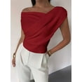 thumbnail image 4 of Women Summer Off the Shoulder Crop Cute Tops Sleeveless One Shoulder Ruched Y2K Going Out Tank Top Wine Red L, 4 of 7