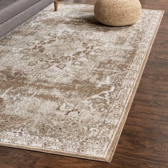 Unique Loom Chateau Collection Area Rug - Roosevelt (5' 3" x 8' Rectangle Khaki/Beige)