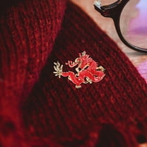 LEORX Vintage Brooches For Women Chinese Style Brooch Red Alloy 1Pack