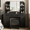 thumbnail image 7 of Vabches Large Vanity Desk Set with Lights and Mirror, Makeup Table with Stool and Large Storage Drawers and Shelves, 3 Led Lighting Modes Adjustable, 7 of 7