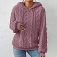 thumbnail image 2 of LEAVINGSUO Winter Clothes Woman Fashion Women's Casual Long Sleeve Round Neck Ladies Sweatshirts Tops Thickened Plain Hoodie Blouse, 2 of 6