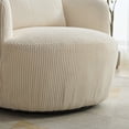 thumbnail image 2 of 34" Corduroy Swivel Barrel Chair – 360° Rotating Lounge Chair with Pillow, Metal Base – Ivory Upholstered Armchair for Living Room, Office & Reading Nook, 2 of 6