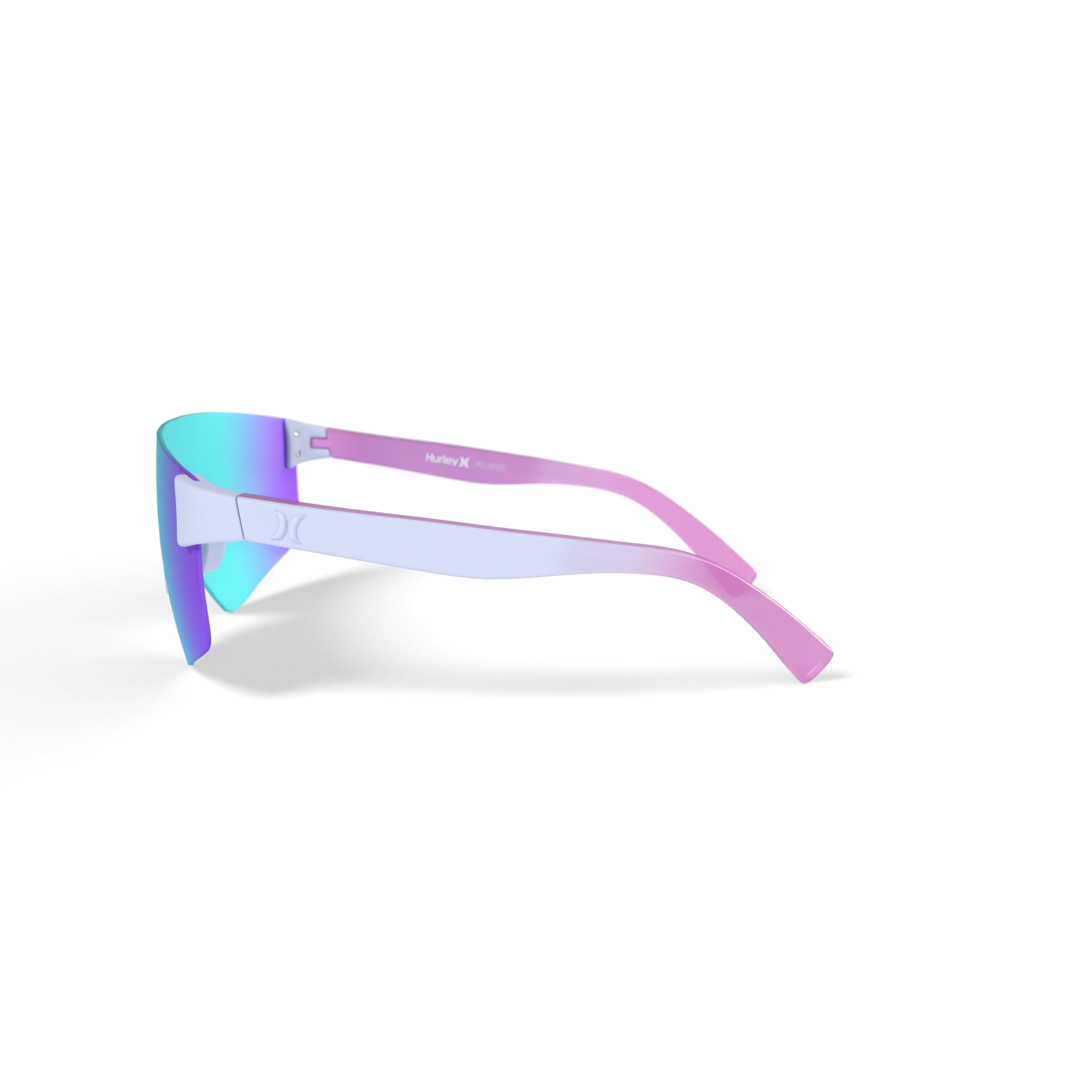 Hurley Big Sur - HSL3002PS_105, shield sunglass, shiny white frame & lilac mirror polarized lens + ar coating