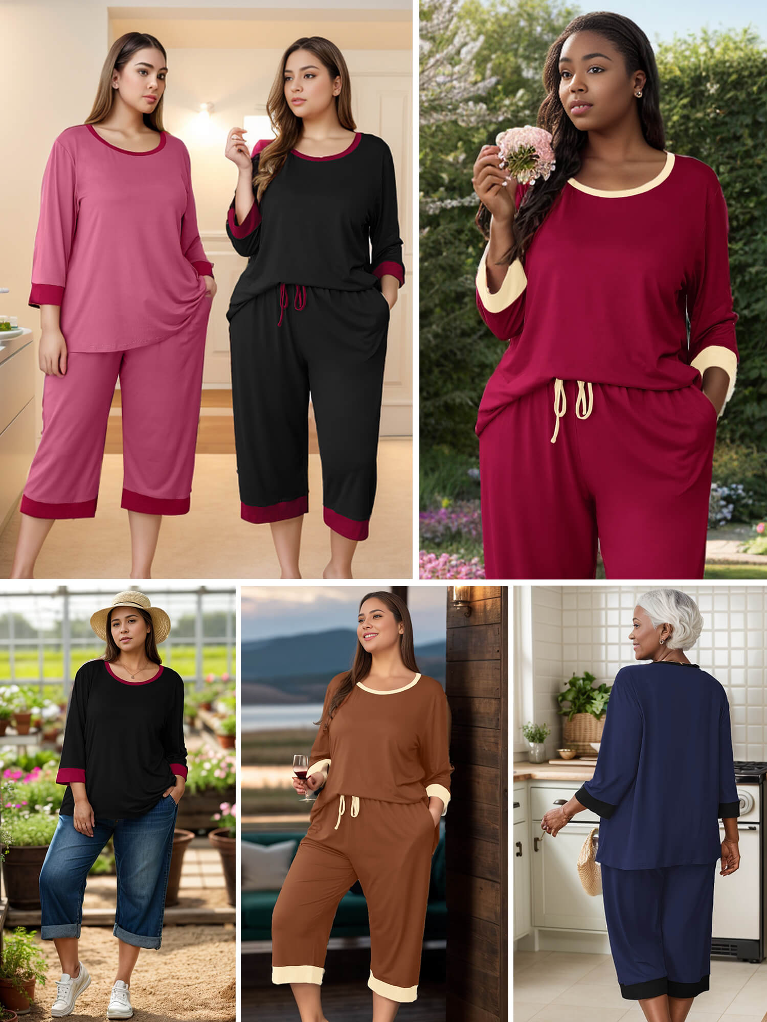 Showmall Women's Plus Size Pajama Set With Pockets photo 6
