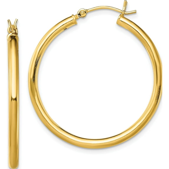 Sterling Silver Gold-Tone Polished 2.5X35mm Hoop Earrings (37 X 34.6) Made In India qe13153