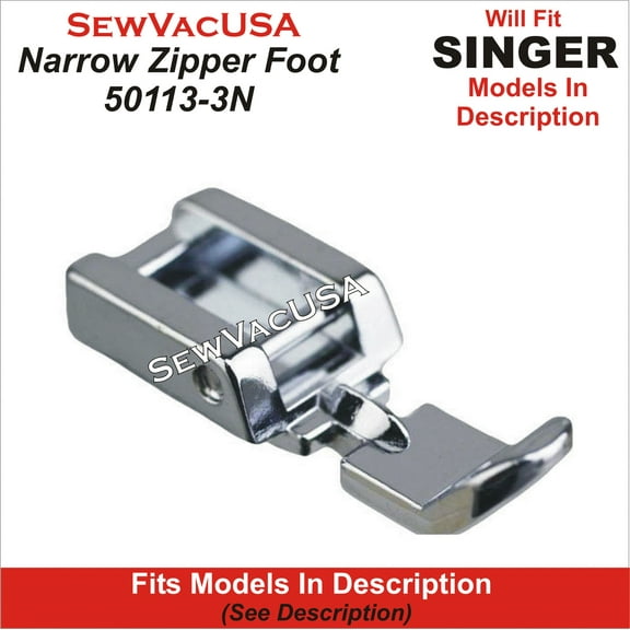 Singer Compatible Narrow Zipper Foot 50113-N Fits Singer, Brother & More