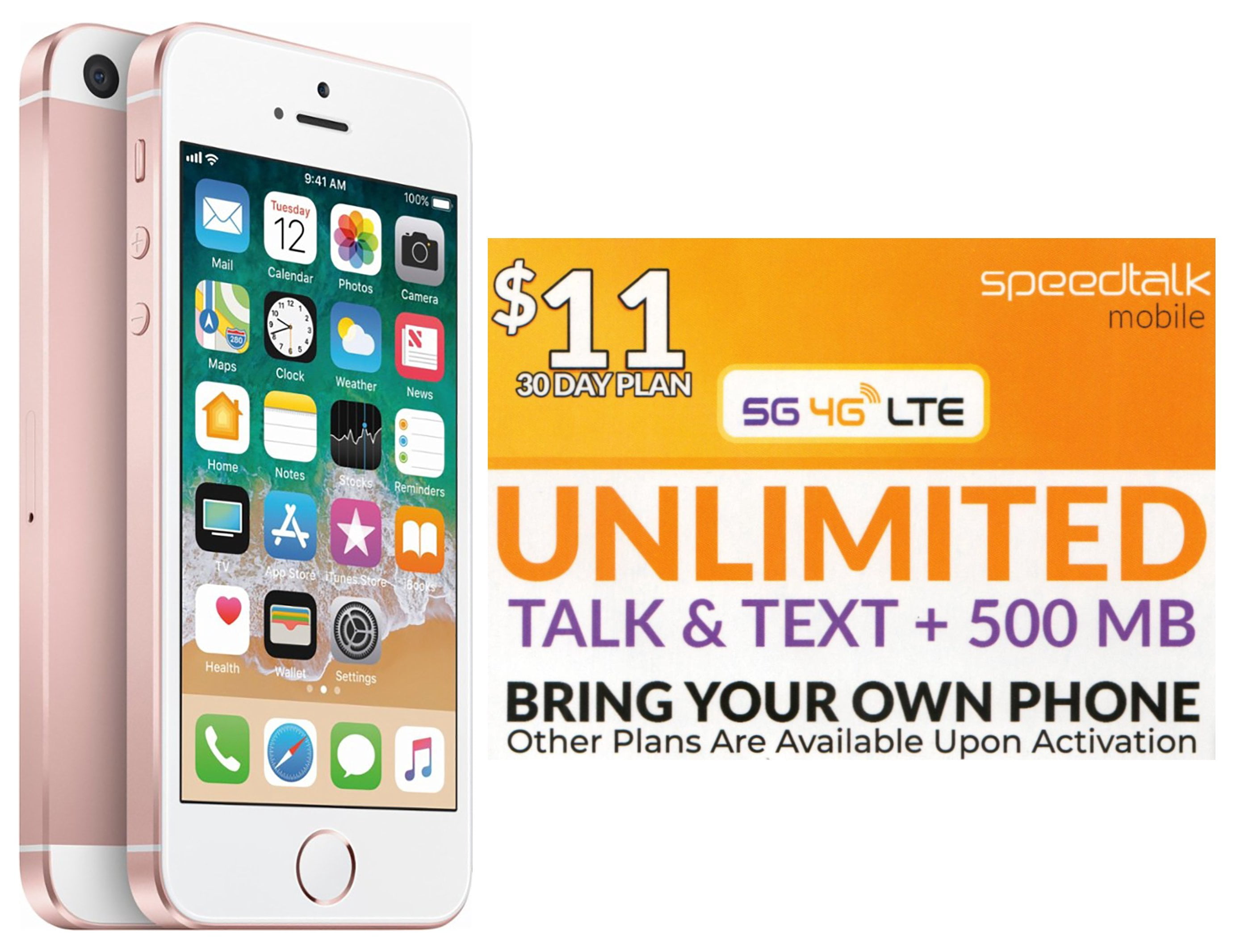 Restored iPhone SE 16GB (1st Gen) Rose Gold Unlocked + Free Speed Talk Sim (Refurbished)