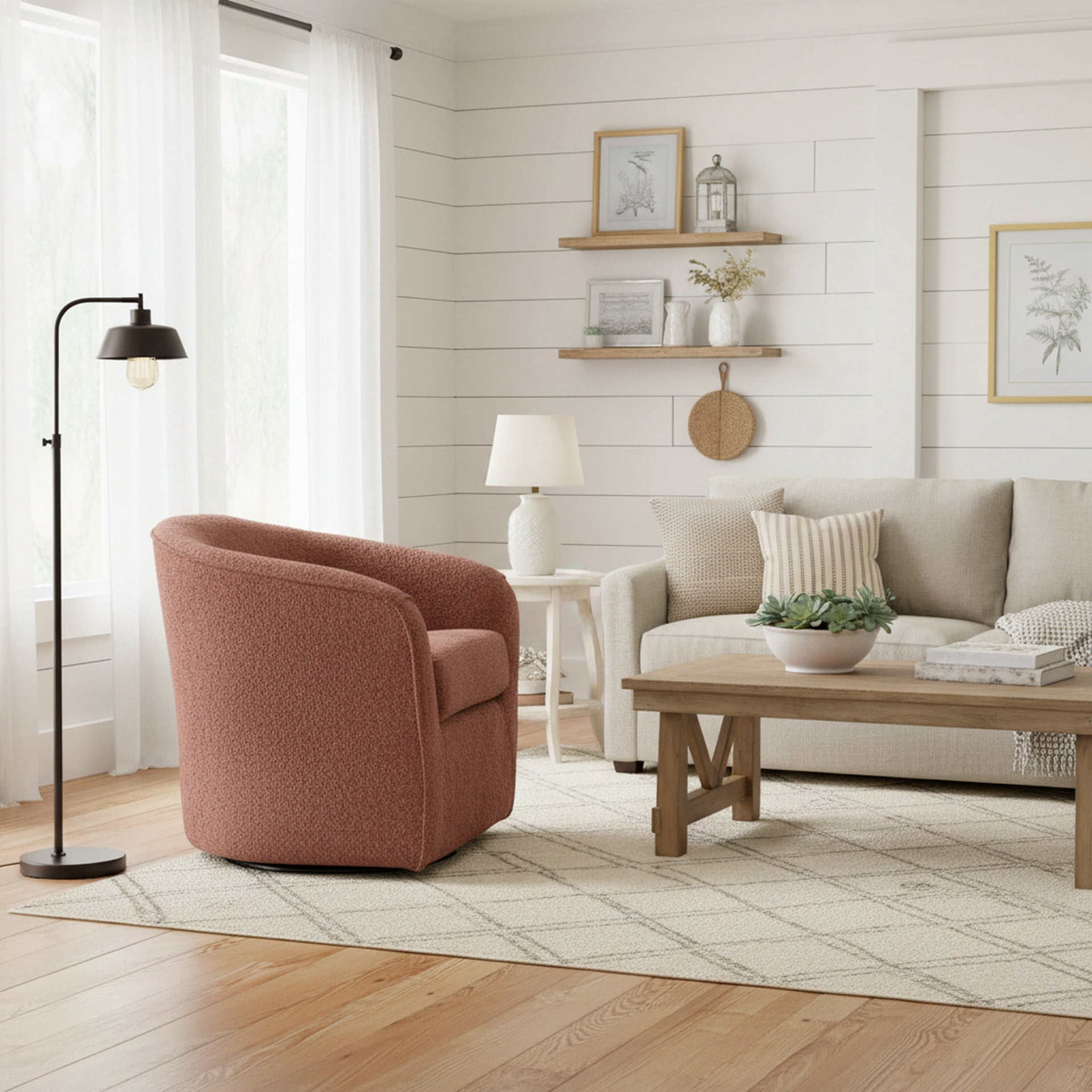 Mainstays Miles Swivel Accent Chair, Merrimac Terracotta
