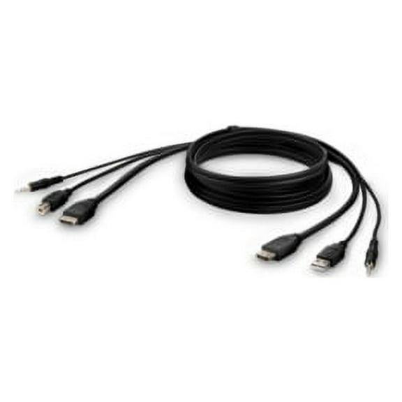 Belkin Secure Kvm Combo Cable - Video / Usb / Audio Cable - Taa Compliant - Usb, Mini Jack, Hdmi (m) To Usb Type B, Mini Jack, Hdmi (m) - 10 Ft - Passive, 4k Support - Black