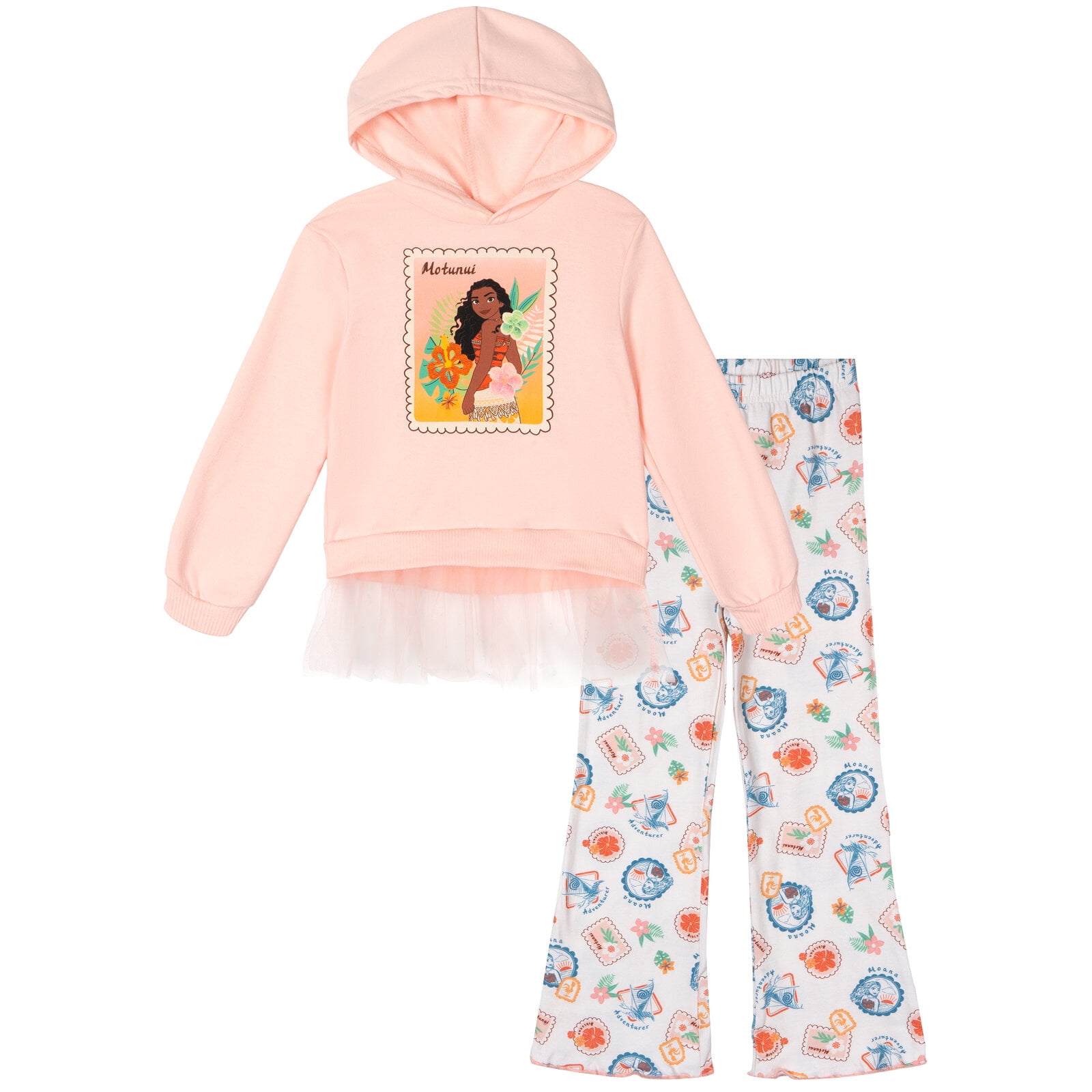 Disney Moana Baby Girls' 2-Piece Hoodie and Leggings Set Pink Off White