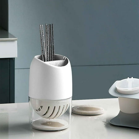

Kehuoyezai Space Saving Storage Box Kitchen Chopsticks Storage Box Round Chopsticks Cage Plastic Double-Layer Household Built-In Diatom Mud Chopsticks Tube
