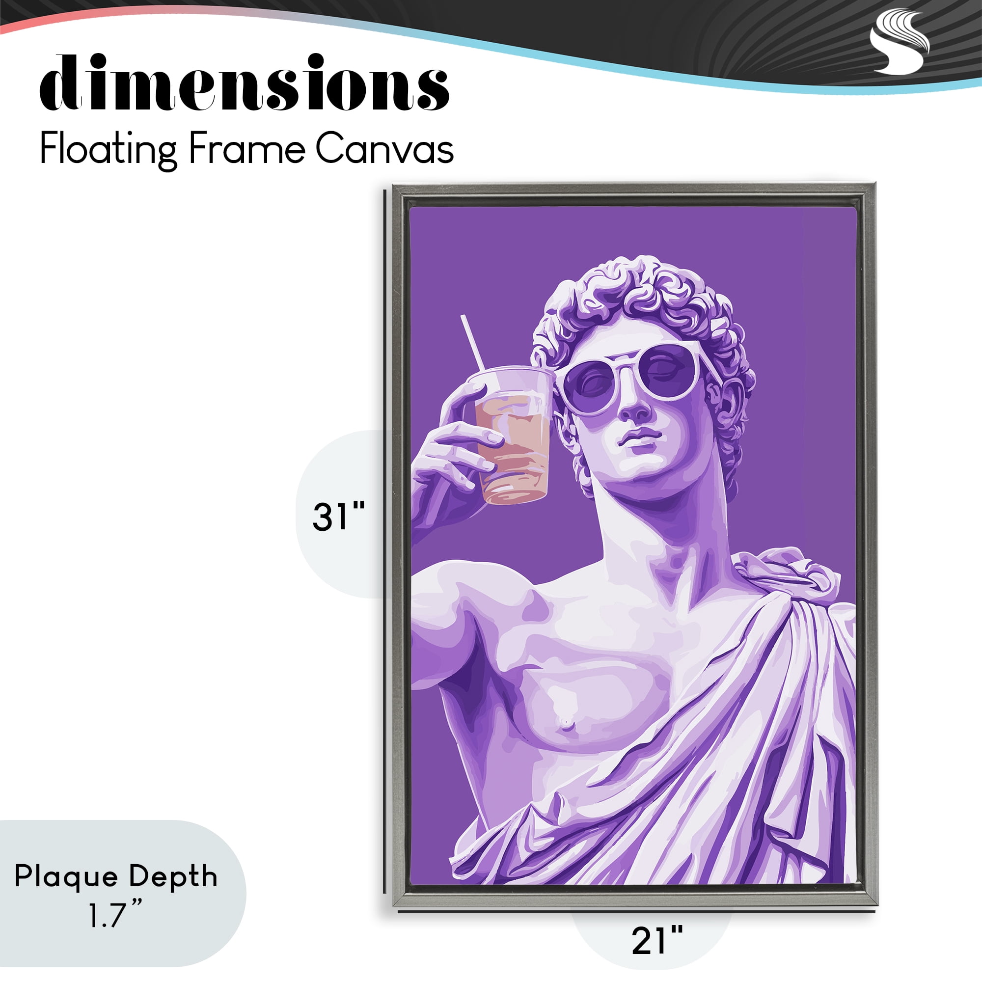 Stupell Industries Greek Statue Cheers Gray Framed Floater Canvas Wall Art, design by Andreas Magnusson
