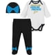 thumbnail image 1 of NFL - Conjunto de 3 piezas de mono con pantalón y gorra para niña Carolina Panthers de 0 a 3 meses, 1 of 1