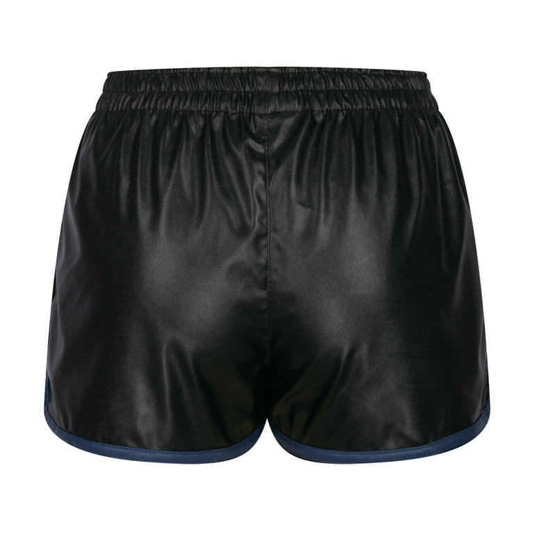 Tulucky Women's Flexible Club Faux Leather Shorts High