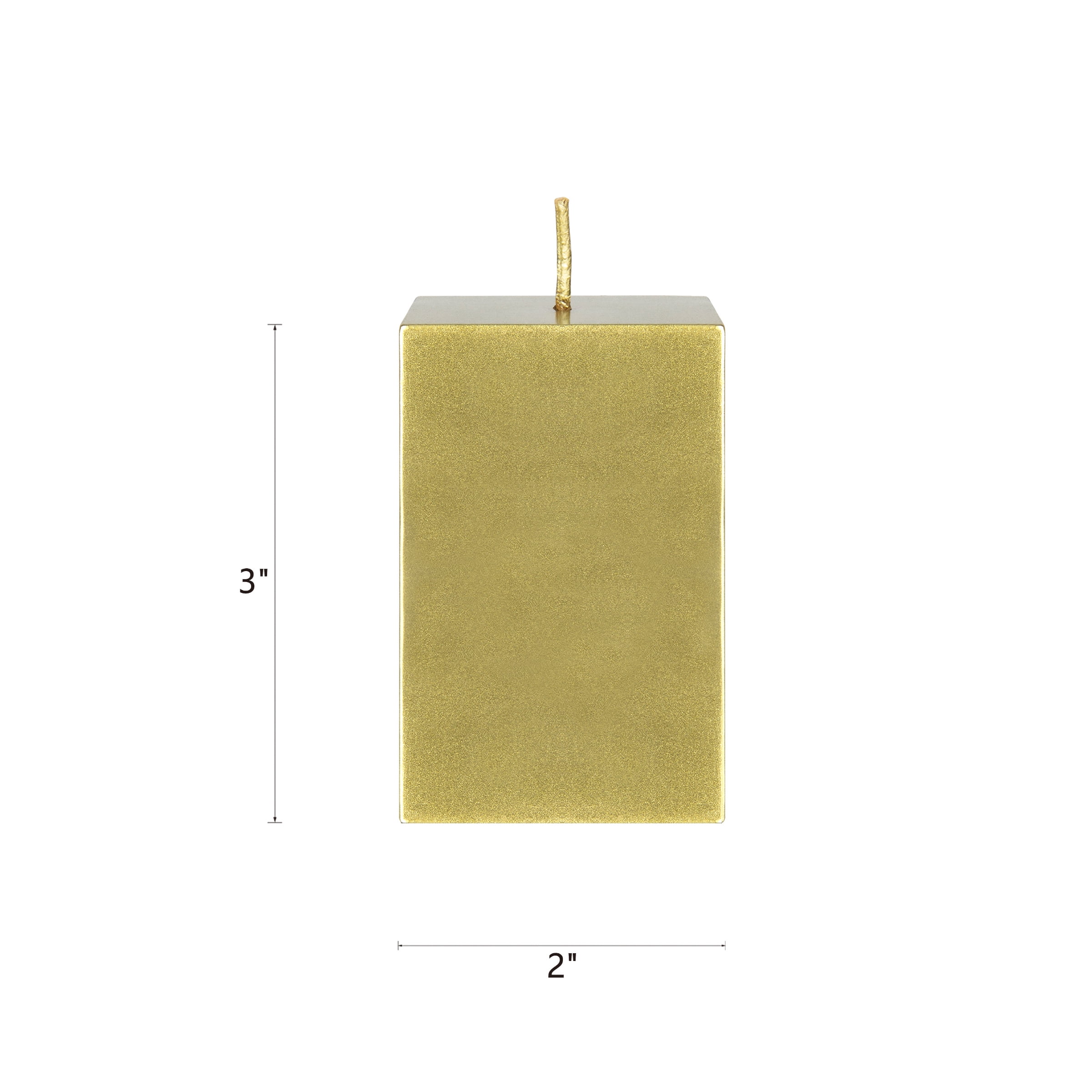 Mega Candles 3 pcs Unscented Gold Square Pillar Candle, Hand Poured Premium Wax Candles 2 Inch x 3 Inch, Home Décor, Wedding Receptions, Baby Showers, Birthdays, Celebrations, Party Favors & More