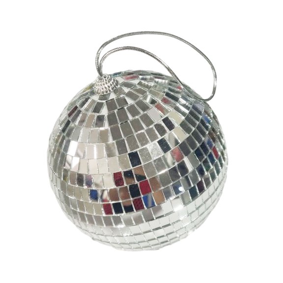 Matsuzay Bola de discoteca colgante plateada, lámparas redondas giratorias reflectantes, Festival de música, luz de escenario, fiesta, Iluminación navideña 15cm /Plata