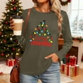 thumbnail image 5 of Christmas Tree Shirt Women Christmas Embroidered Trees Long Sleeve Shirts Gift Xmas Graphic Tee Tops, 5 of 7