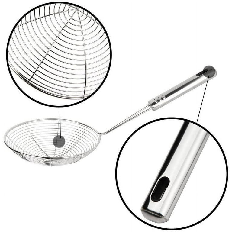Buy Aric Stainless Steel Deep Fry Strainer Wire Skimmer with Spiral Mesh, Professional Grade Handle Skimmer Spoon/Ladle for Spaetzle/Pasta/Chips(14 cm) Online at Low Prices in India