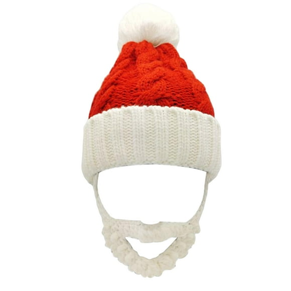 Santa Hat with Beard Christmas Knitted Beanie for Carnival Fancy Dress , Adult
