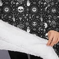 thumbnail image 3 of Oversized Wearable Blanket Hoodie,Black White Gothic Skull Hand Eye Pattern Sherpa Blanket Hoodie with Super Pockets,Super Warm Fuzzy Pullover for Women & Men, 3 of 6