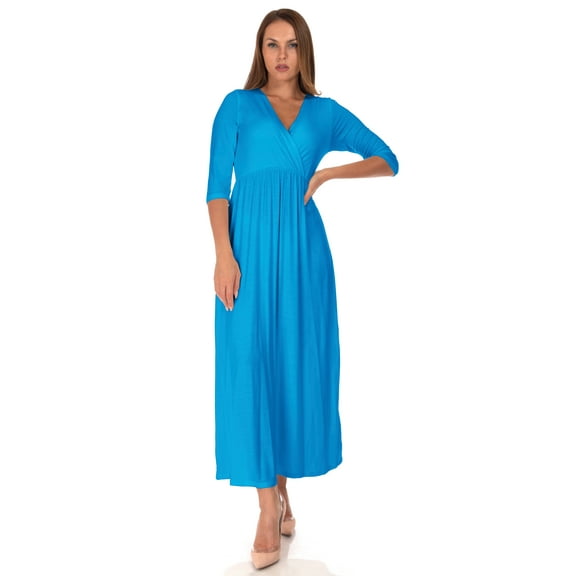 SR Women's Casual Wrap Floor Length Maxi Dress, Small, Baby Blue