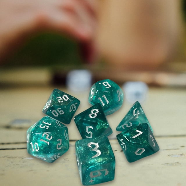 7 Uds. Juguete de Entretenimiento de Dados Poliédricos D4-D20 para Juegos , verde 0Verde Hugo Dados poliédricos