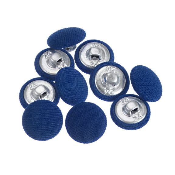 Uxcell 10pcs 24L Fabric Cloth Covered Button 15mm Metal Shank Round Sewing Buttons for Suits Dress Blouses, Deep Blue