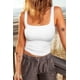 thumbnail image 2 of ABPHQTO Camiseta de tirantes de mujer blanca con escote cuadrado y punto acanalado, 2 of 5