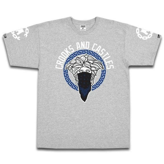Crooks & Castles Men's Greco Bandido Graphic Tee T-Shirt - Heather Grey (Small)