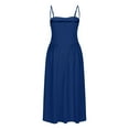 thumbnail image 5 of Lovzfmll Womens Summer Dresses Casual Dresses for Women Round Neck Sleeveless Cotton Summer Beach Dress Sundresses with Pockets Retro Style Dopamine Shoulder Strap Adjustable Dress Blue XL, 5 of 5
