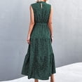 thumbnail image 4 of Vestido midi verde sofisticado para verano, sin mangas, con cinturón, estampado de lunares y cintura alta, 4 of 6