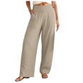 thumbnail image 3 of RFQWOVSR Women's High Waist Button Front Wide Leg Linen Pants with Pockets Loose Fit Casual Summer Trousers M, 3 of 4