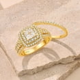 thumbnail image 4 of Newshe Jewellery Wedding Rings for Women Princess Engagement Ring Sets 925 Sterling Silver 1.7Ct Cross Yellow Gold Cz Size 6, 4 of 7