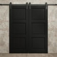 thumbnail image 3 of Modern Double Barn Door 72 x 96 inches | Ego 5010 Painted Black Oak | 13FT Rail Track Set | Solid Panel Interior Doors, 3 of 5