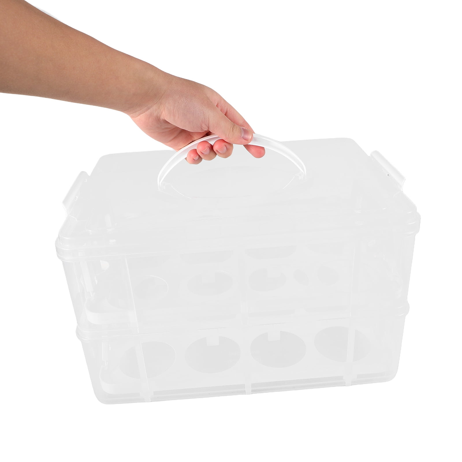 GOOHOCHY Cupcake Packing Box With Handle Egg Tart Container With Handle Portable Dessert Carrier With Cover Cupcake Carrying Box Cupcake Carrier For Outdoor