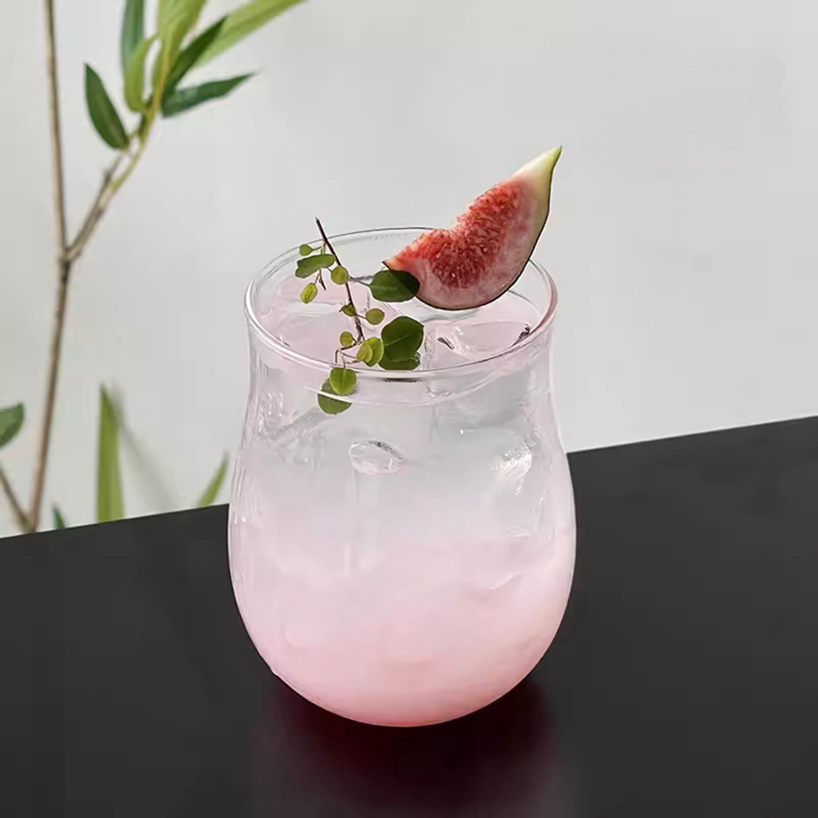 Cute Wine Glasses for Iced Coffee Juice 12oz Tulip Shape Vintage Drinking Glassware  for Iced Coffee Juice Beverage Milk A