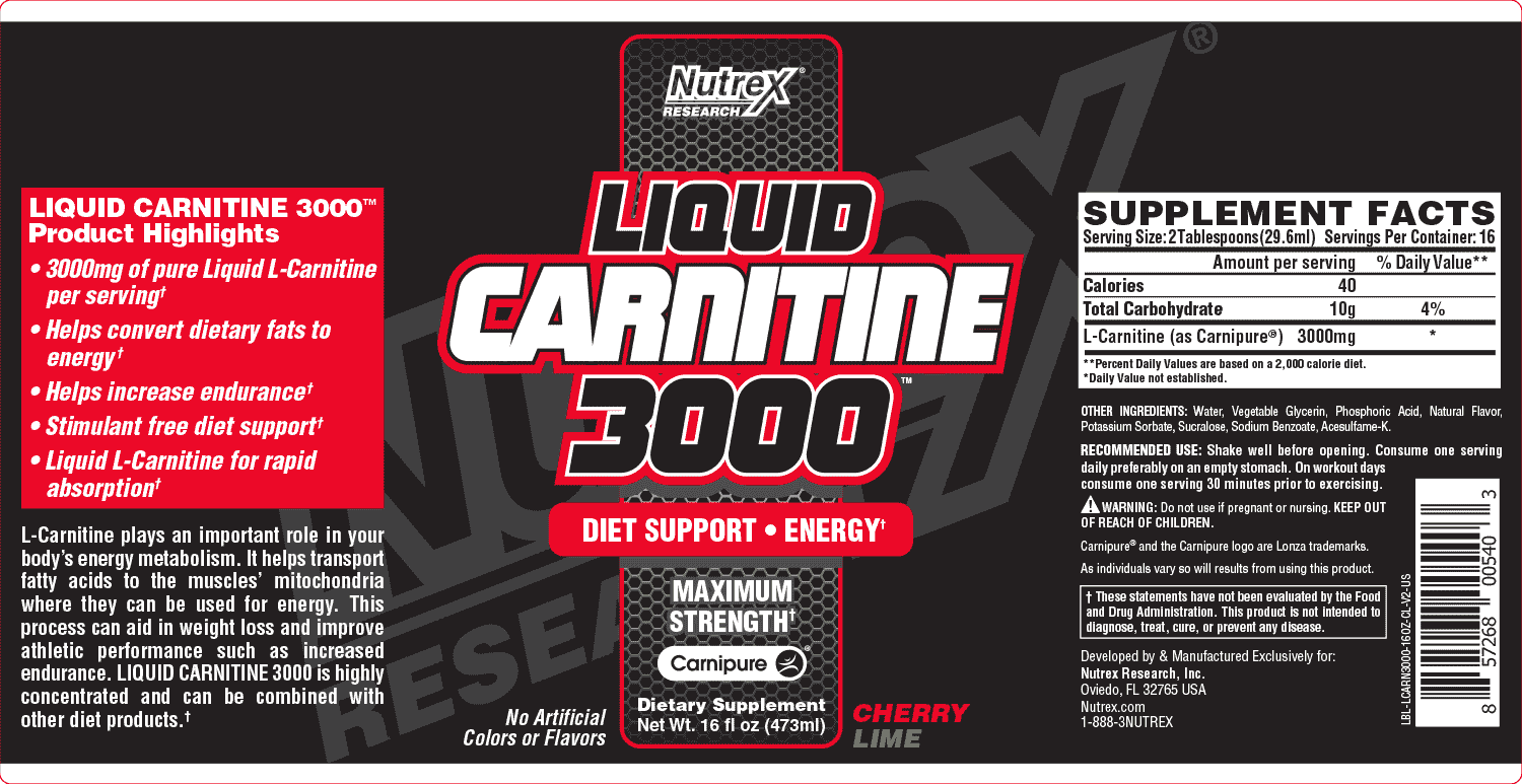 Nutrex Research Liquid Carnitine 3000 Berry Blast 16 Oz Walmart
