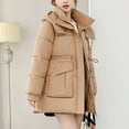 thumbnail image 5 of MIUOWANP Womens Winter Coats Fashionable Ladies Zipper Long Sleeve Winter Thickened Cotton Coat Khaki XL, 5 of 5