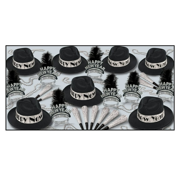 New Year Swingin' Silver Assortment Contains 125 items for your party of 50 guests