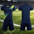 thumbnail image 2 of Odeerbi Kids Teen Boys Girls Mesh Quick Dry Soccer Uniform Set Striped Gradient Print T-Shirt Shorts Athletic Sportswear for 5-15 Years, 2 of 6