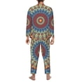 thumbnail image 5 of Bingfone Men'S Pajama Set 2 Piece Loungewear Pjs, Long Sleeve With Pajama Pants-Round Mandala, 5 of 9