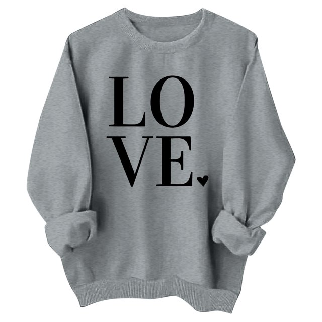 JAKANYQ T-Shirts de la Saint-Valentin pour Filles Enfants Cœur Mignon Graphique Chandails en Molleton Manches Longues Col Rond Hauts de Vacances Gris 6-7 Ans