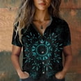 thumbnail image 2 of Summer Tops for Women BWASD Fashion Boho Floral Print Short Sleeve Shirts Vacation Beach Blouse Casual Going Out Travel Outfits Trendy (Navy S), 2 of 4