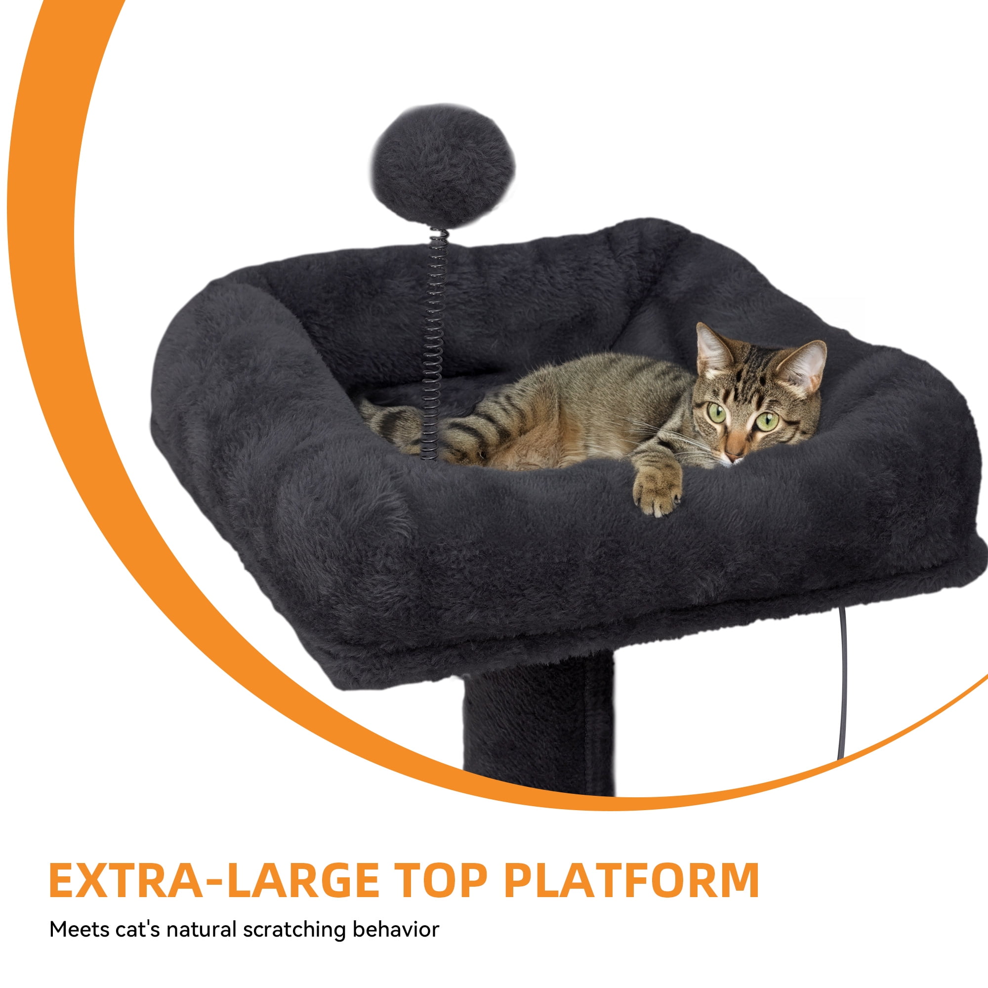 Uforic 75" Multi-Level Cat Tree with Scratching Posts, Caves & Hammock, Dark Gray