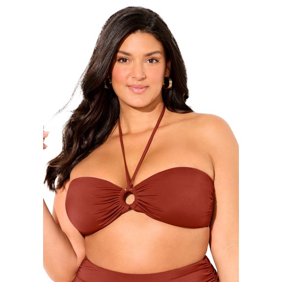 Swimsuits for All Women's Ruched Ring Bandeau Bikini Top